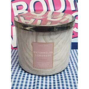 BBW Watermelon Lemonade Wood Grain Look Jar Large 3 Wick Candle Home Fragrance